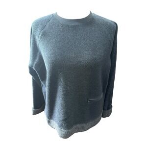 Lauren Ralph Lauren Womens Medium M Fleece Crewneck Sweatshirt Navy Blue EUC